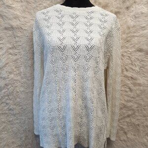 Vintage D'Allaird's Women's White Knit Long Sleeves Blouse Top Size M